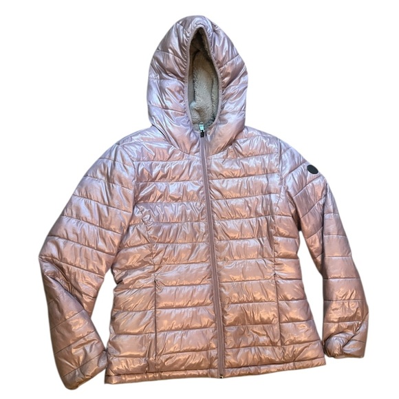 Andrew Marc Metallic Purple Reversible Puffer Jacket with Quilted Design - Picture 1 of 11